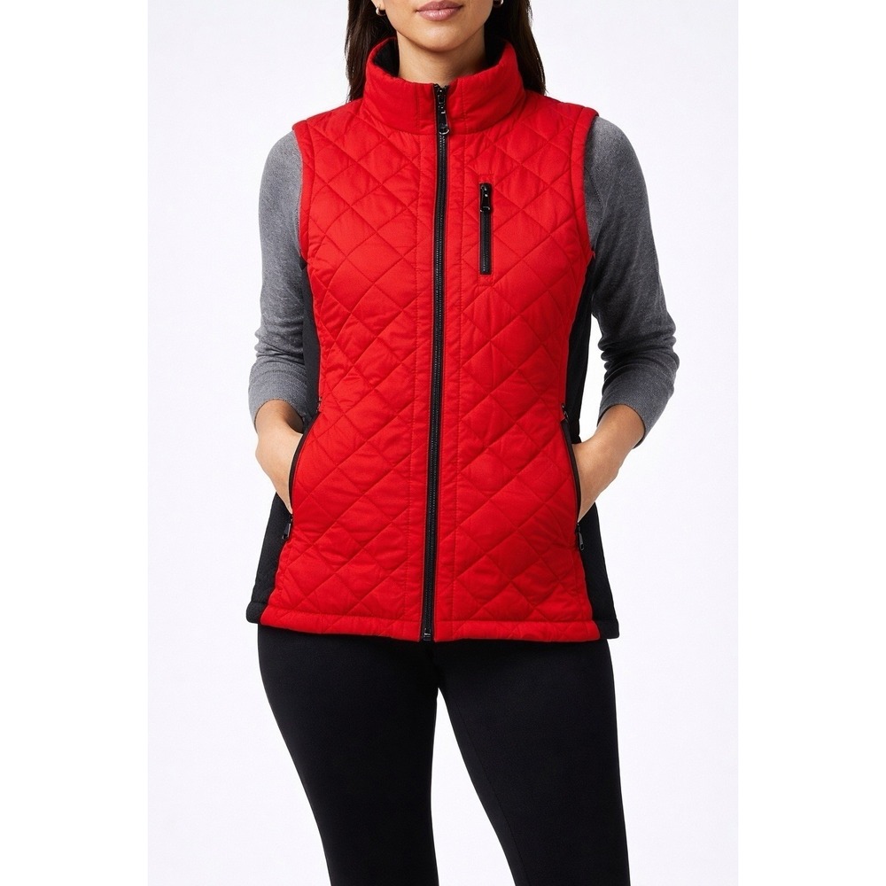 Andrew Marc Red Quilted Puffer Vest Women's Size XXL Pockets